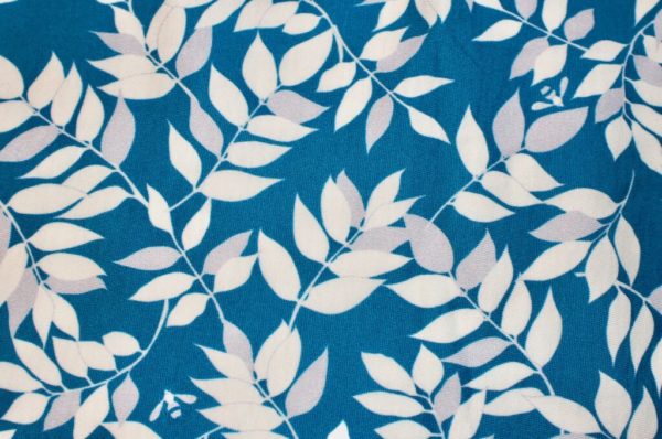 jersey coton biologique vendu au mètre tissu bio motif feuillage bleu marin Mars-ELLE