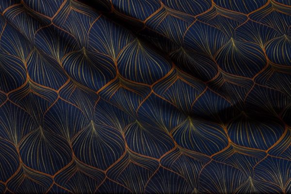 tissu bio popeline coton fleur Mars-ELLE GOTS coton biologique couture durable écologique art déco bulle bleu foncé