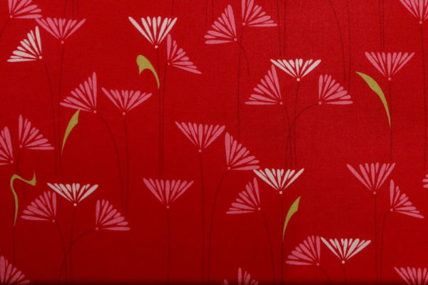 tissu bio popeline coton fleur Mars-ELLE GOTS coton biologique couture durable écologique motif imprimé marguerite rouge rose