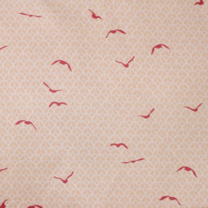 tissu bio popeline coton fleur Mars-ELLE GOTS coton biologique couture durable écologique motif imprimé oiseau rouge crème rose art-déco