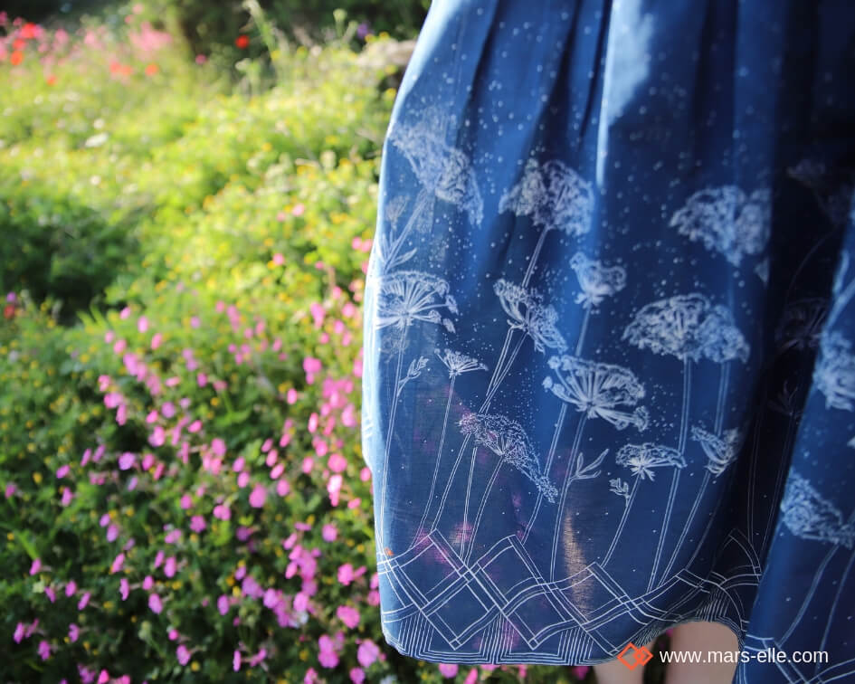 tissu bio popeline coton fleur Mars-ELLE GOTS coton biologique couture durable écologique motif imprimé fleur oiseau