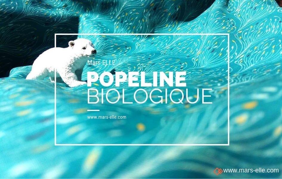 popeline biologique tissu imprimé bleu canard mars-elle