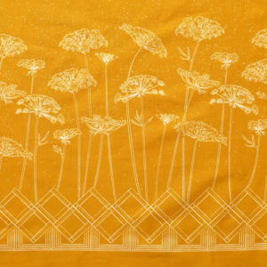 tissu bio popeline imprimé fleur ombelle jaune moutarde Mars-ELLE
