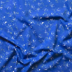 tissu bio popeline imprimée coton lys bleu fleur Mars-ELLE