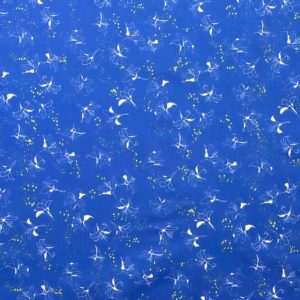 tissu bio popeline imprimée lys bleu coton biologique fleur Mars-ELLE