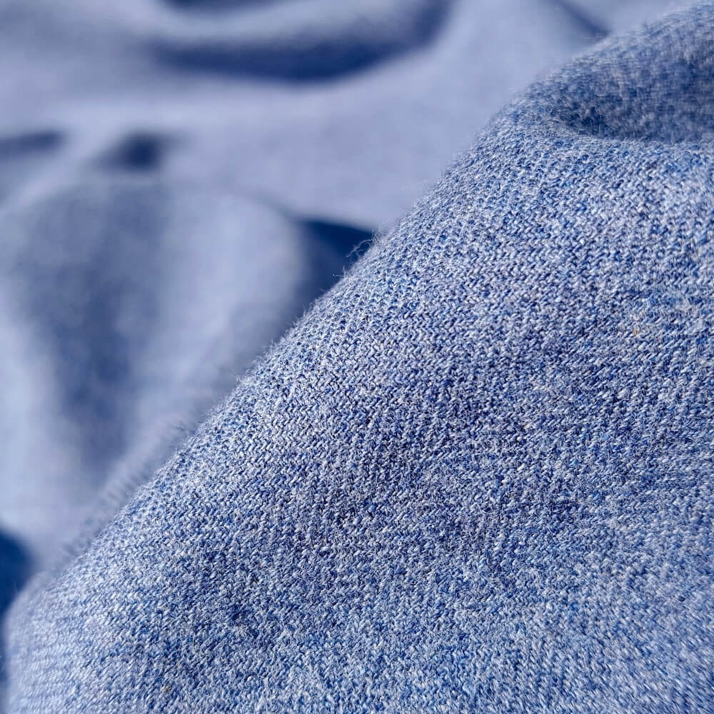 tissu bio flanelle coton bleu gris