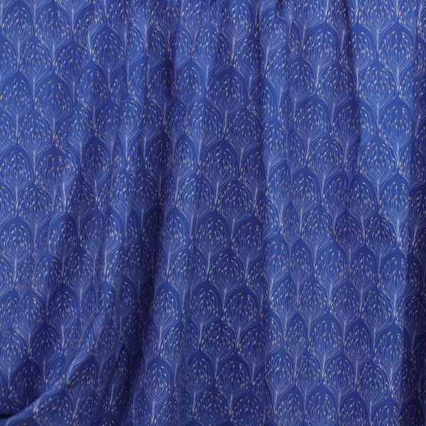 tissu bio paon bleu classique