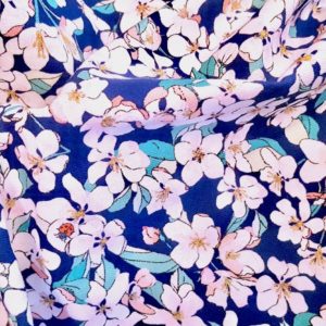 tissu bio twill fleur cerisier pommier bleu Mars-Elle 1