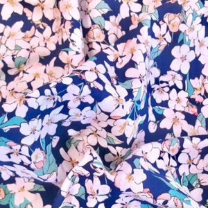 tissu bio twill fleur cerisier pommier bleu Mars-Elle 1