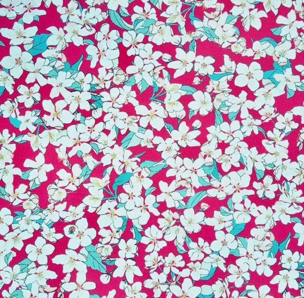 tissu bio twill fleur cerisier pommier rose Mars-Elle 1