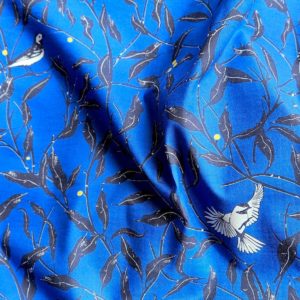 Popeline Frondaison bleu - 1,6 m sans défaut