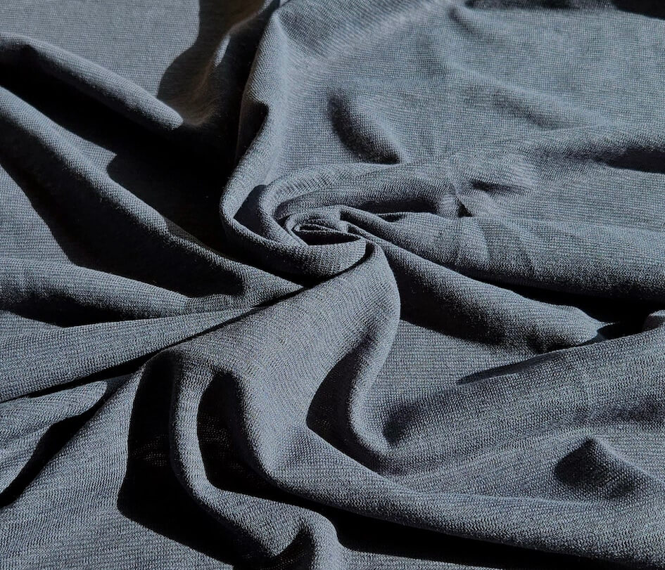 Tissu Jersey coton bio et Lin : gris bleu – Image 3