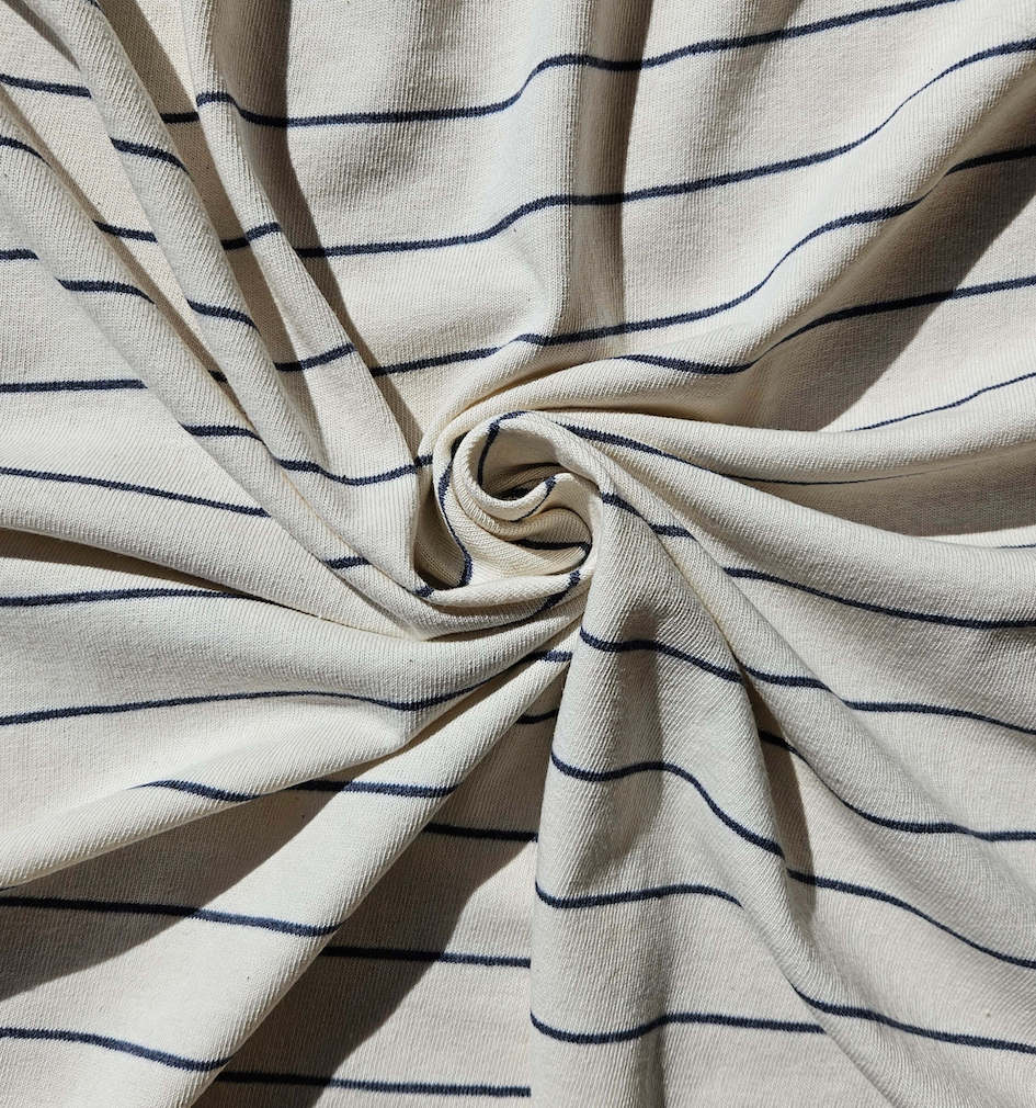 Tissu Jersey Bio marinière clair-bleu – Image 3